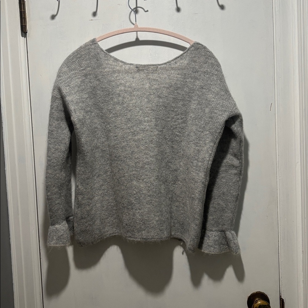 SEZANE fride mohair blend v neck sweater ruffle sleeves - Picture 6 of 7